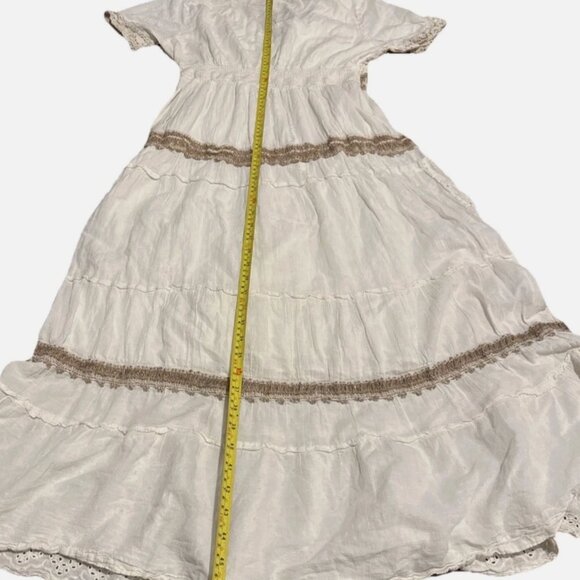 Anthropologie  Bohemian Maxi Dress Crochet Lace Eyelet Beach Me2Magic Victoria-L - Picture 10 of 13